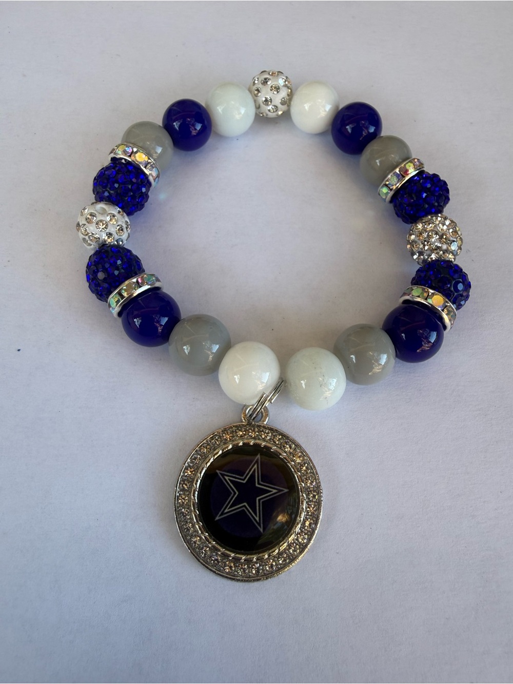NFL Dallas Cowboys Blue, White & Gray Beaded Charm Bracelet Set - Picture 3 of 4
